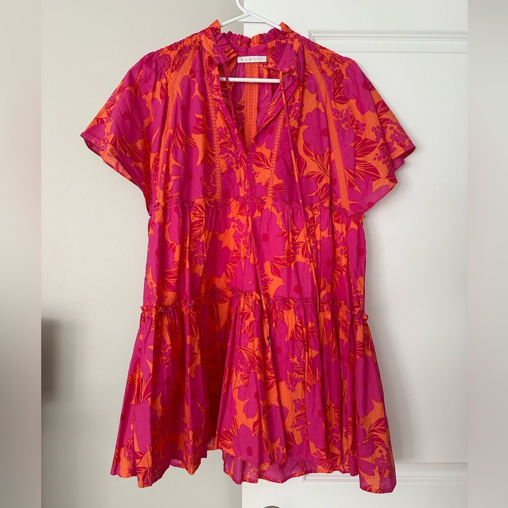 Karlie pink/orange floral mini dress